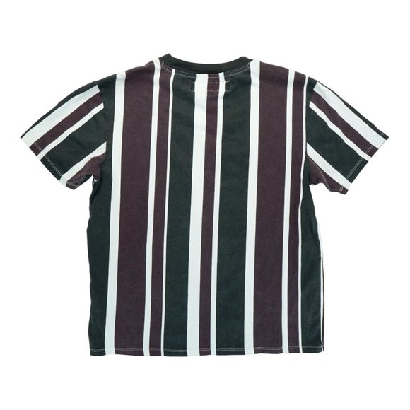 Guess Originals Shirt Men's Small Red Black Vertical‎ Striped Faded Short Sleeve - Picture 2 of 5